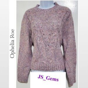New Purple & Pink Cable Knit Cropped Pullover Sweater